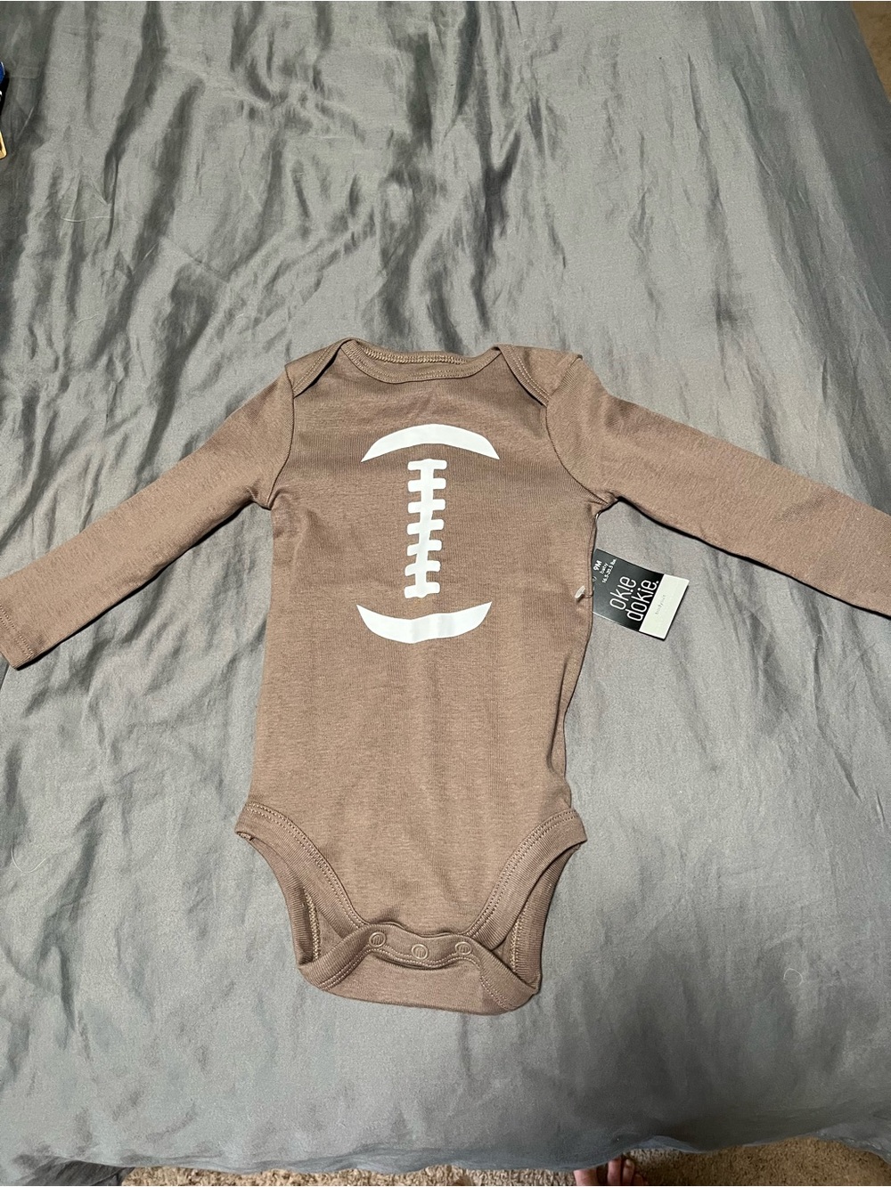 okie dokie Brown Long-Sleeve Football Graphic One-Piece